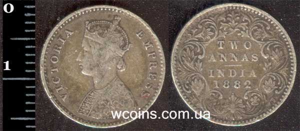 Монета Индия 2 анны 1882