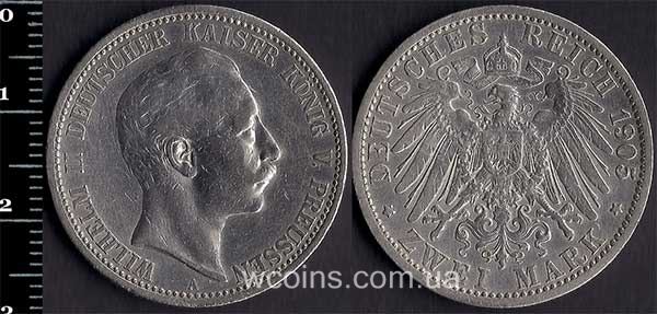 Монета Пруссия 2 марки 1905