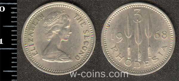 Монета Зимбабве 3 пенса 1968