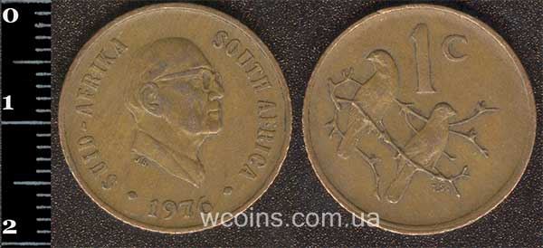 Монета ЮАР 1 цент 1976