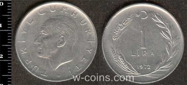 Монета Турция 1 лира 1972