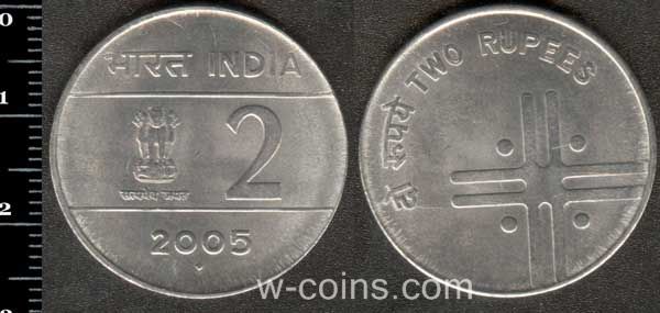 Монета Индия 2 рупии 2005