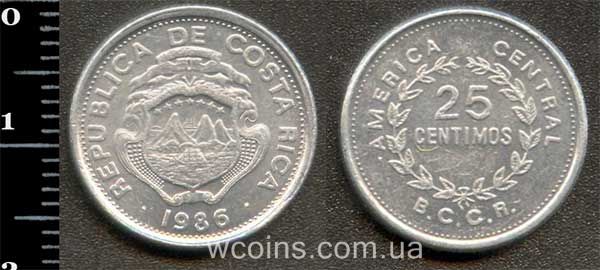 Монета Коста Рика 25 сентимо 1986