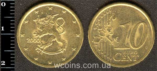 Монета Финляндия 10 евро центов 2000