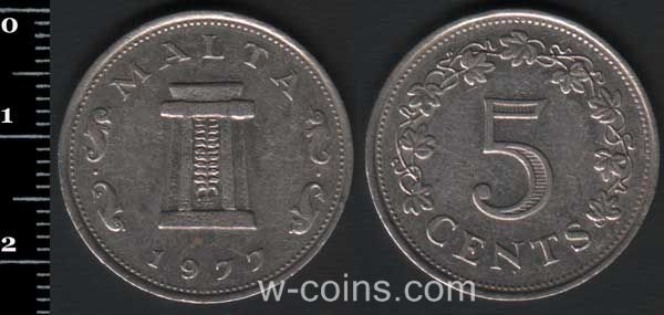 Монета Мальта 5 центов 1977