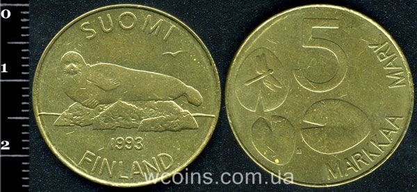 Монета Финляндия 5 марок 1993