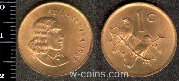 Монета ЮАР 1 цент 1969