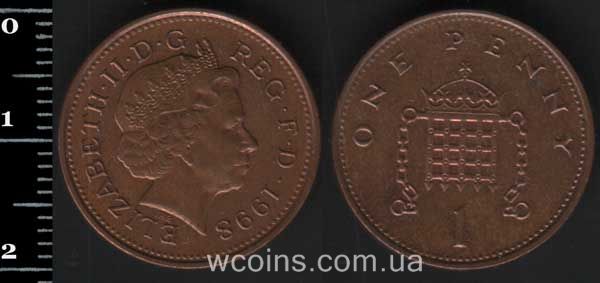 Монета Великобритания 1 пенни 1998