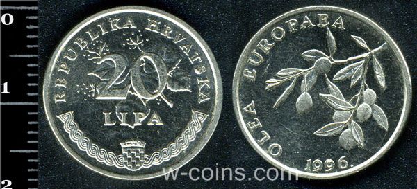 Монета Хорватия 20 липа 1996
