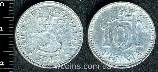 Монета Финляндия 10 пенсов 1988