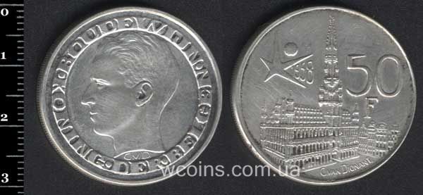 Монета Бельгия 50 франков 1958