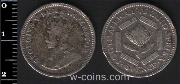 Монета ЮАР 6 пенсов 1925