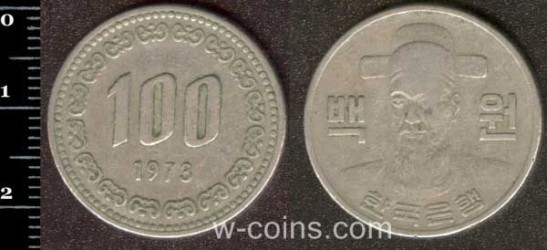 Монета Корея Южная 100 вон 1973
