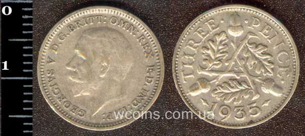 Монета Великобритания 3 пенса 1935