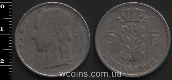 Монета Бельгия 5 франков 1949