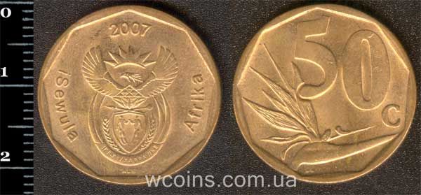 Монета ЮАР 50 центов 2007