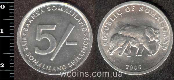 Монета Сомалиленд 5 шиллингов 2005