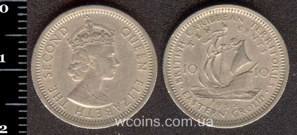 Монета Восточно-Карибские Государства 10 центов 1956