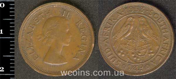 Монета ЮАР 1/4 пенни 1953