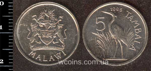 Монета Малави 5 тамбала 1995