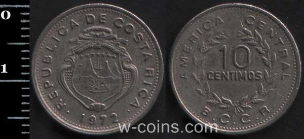 Монета Коста Рика 10 сентимо 1972