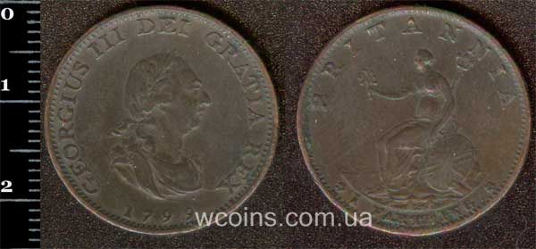 Монета Великобритания фартинг 1799