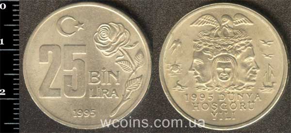 Монета Турция 25 000 лир 1995