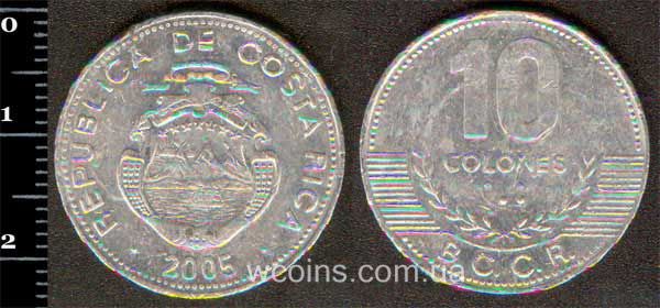 Монета Коста Рика 10 колонов 2005