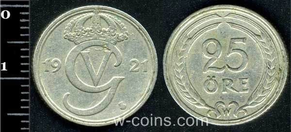 Монета Швеция 25 эре 1921