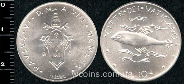Монета Ватикан 10 лир 1970
