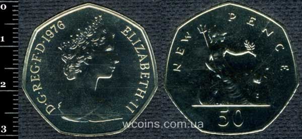 Монета Великобритания 50 новых пенсов 1976