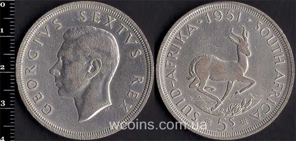 Монета ЮАР 5 шиллинг 1951