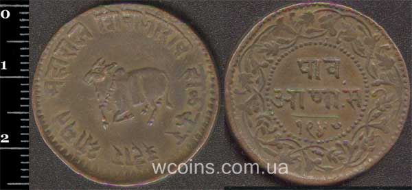 Монета Индия 1/4 анны 1891
