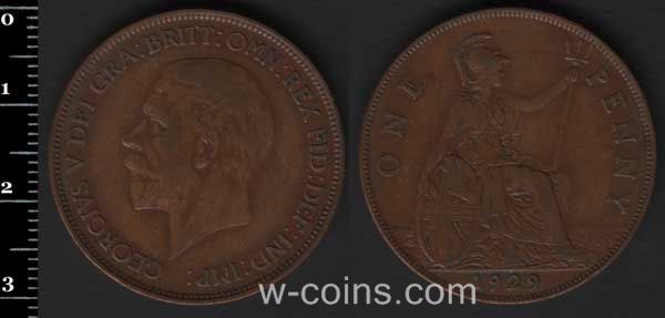 Монета Великобритания 1 пенни 1929