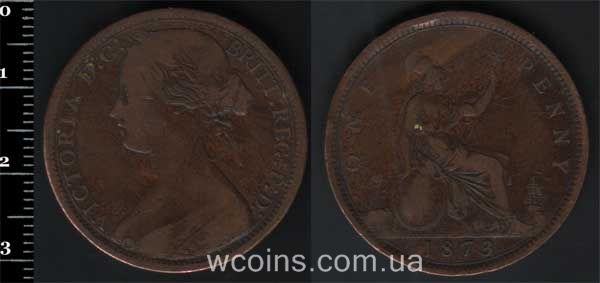 Монета Великобритания 1 пенни 1873