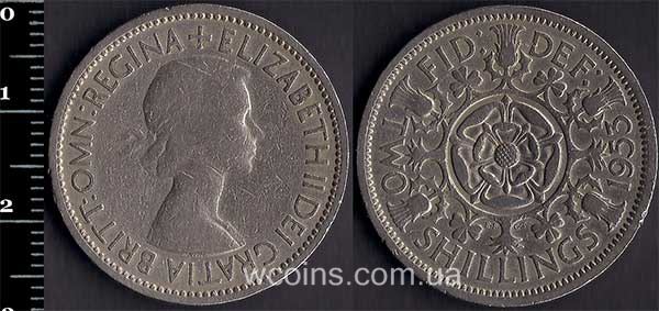 Монета Великобритания 2 шиллинга 1953
