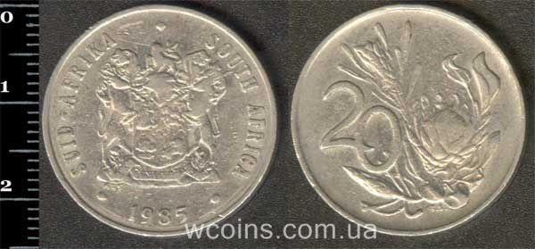Монета Південна Африка 20 центів 1985