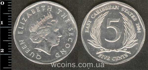 Монета Восточно-Карибские Государства 5 центов 2004