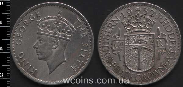 Монета Зимбабве 1/2 кроны 1952
