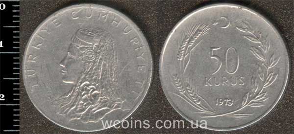 Монета Турция 50 куруш 1973