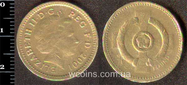 Монета Великобритания 1 фунт 2001