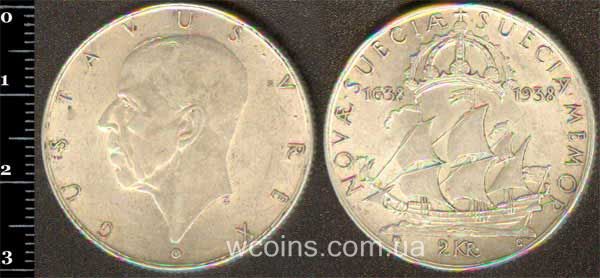 Монета Швеция 2 кроны 1938