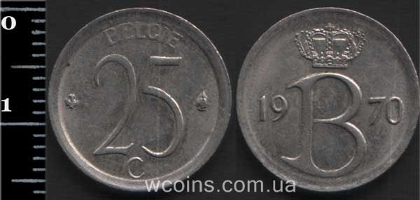Монета Бельгия 25 сантимов 1970