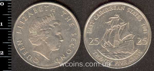 Монета Восточно-Карибские Государства 25 центов 2004