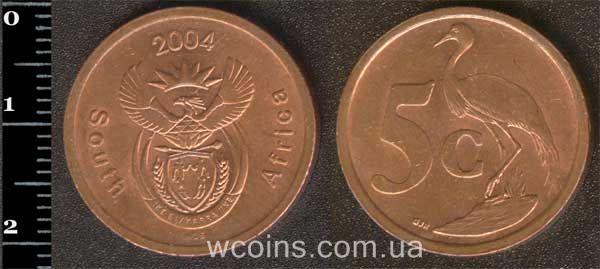 Монета ЮАР 5 центов 2004