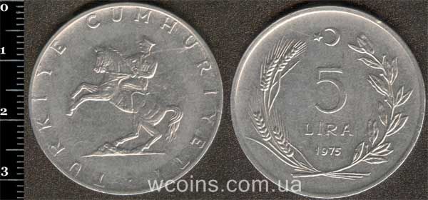 Монета Турция 5 лир 1975