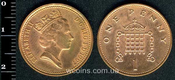 Монета Великобритания 1 пенни 1997
