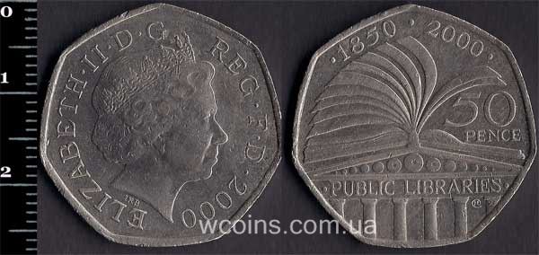 Монета Великобритания 50 пенсов 2000