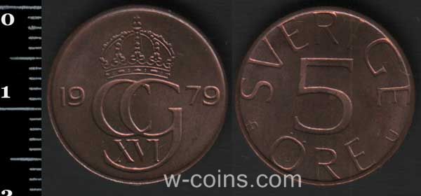 Монета Швеция 5 эре 1979