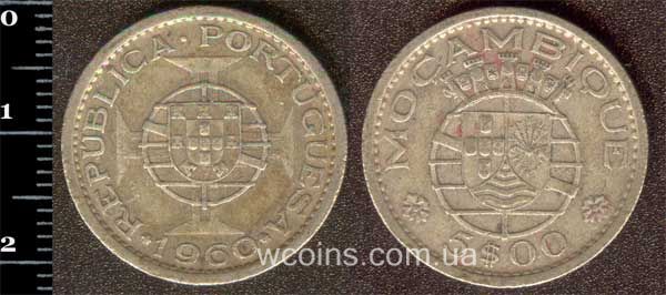 Монета Мозамбик 5 эскудо 1960